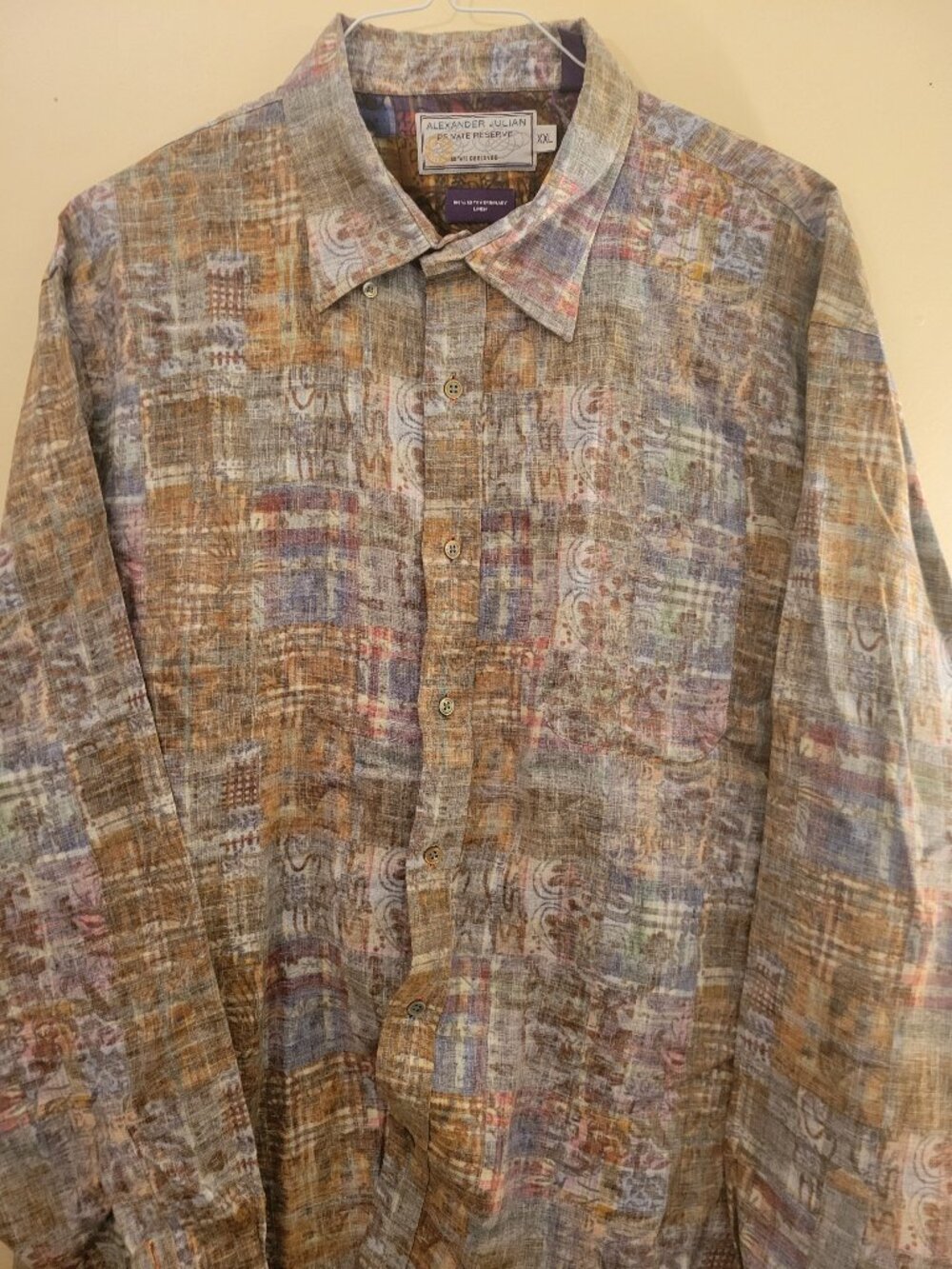 Alexander Julian Private Reserve Patterned Men’s Shirt 100% Linen XXL